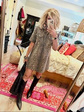 Sequin Leopard Print Shift Dress